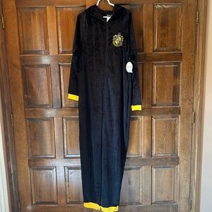 Harry Potter Juniors Hooded One-Piece Pajama Union Suit Hufflepuff L/XL PJs